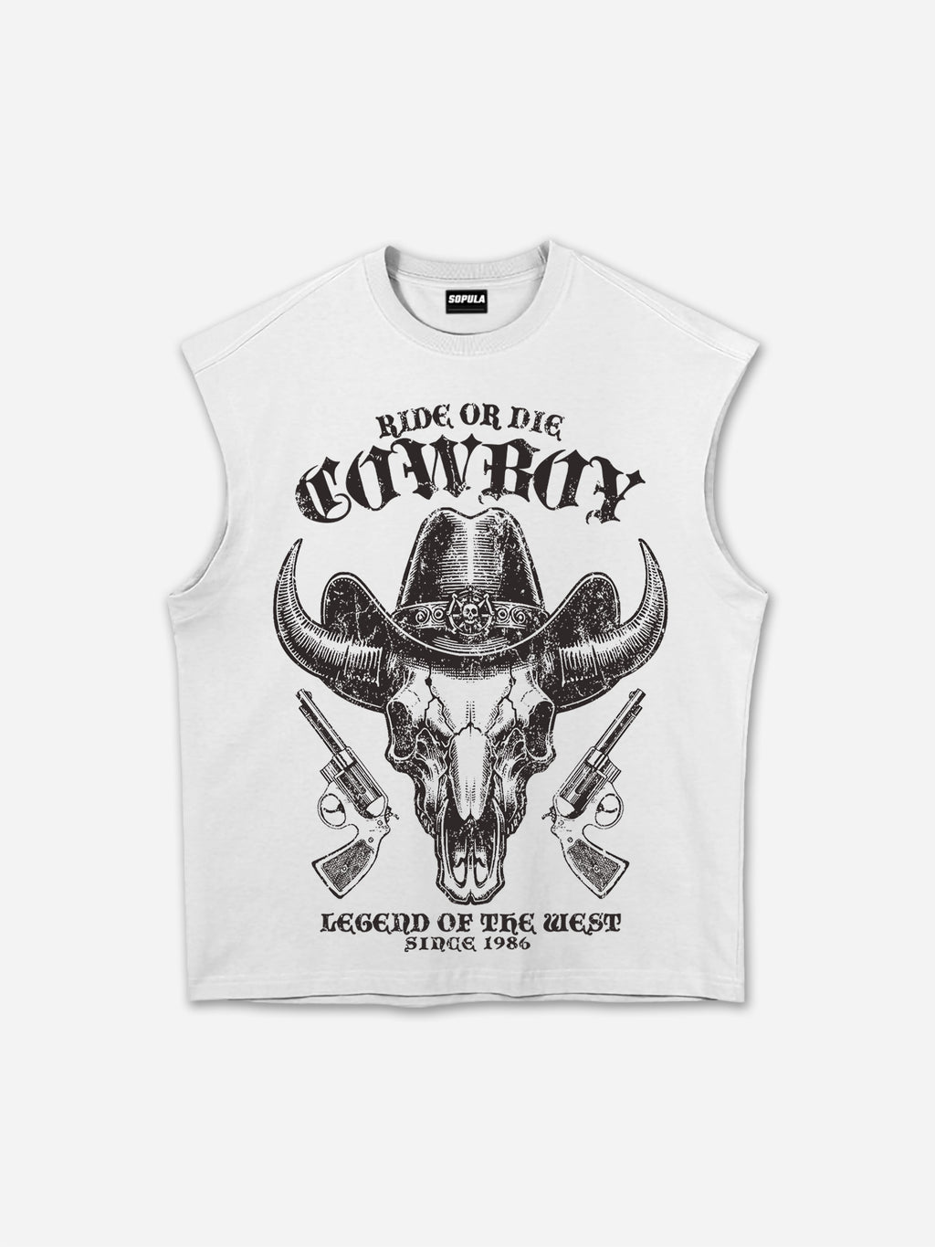 Western Cowboy Horn Graphic Tank Top