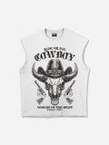 Western Cowboy Horn Graphic Tank Top