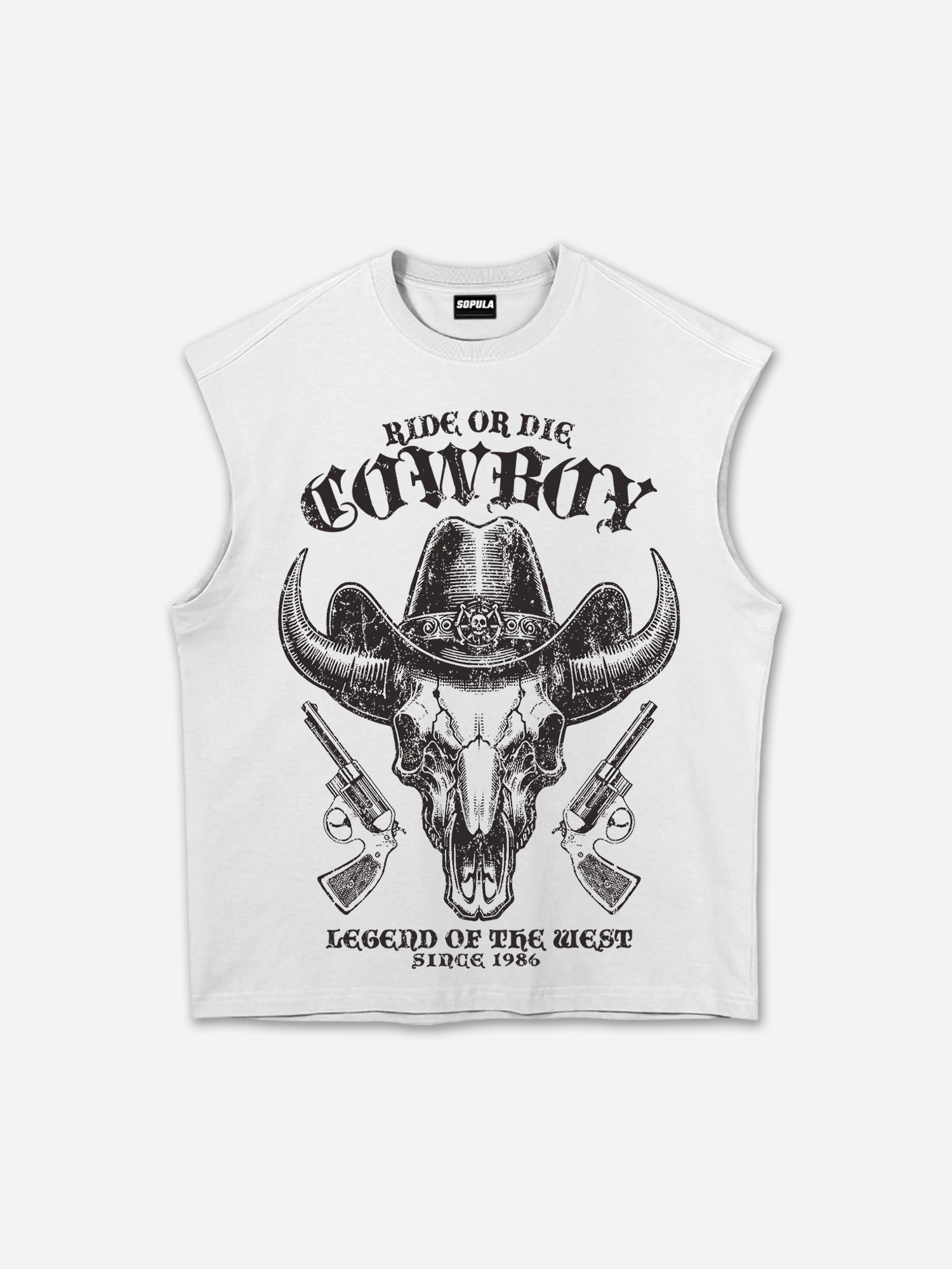 Western Cowboy Horn Graphic Tank Top