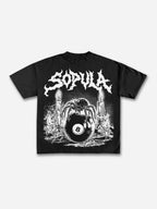 Vintage Gothic Melting Candle Black 8 Spider Graphic Cotton T-shirt