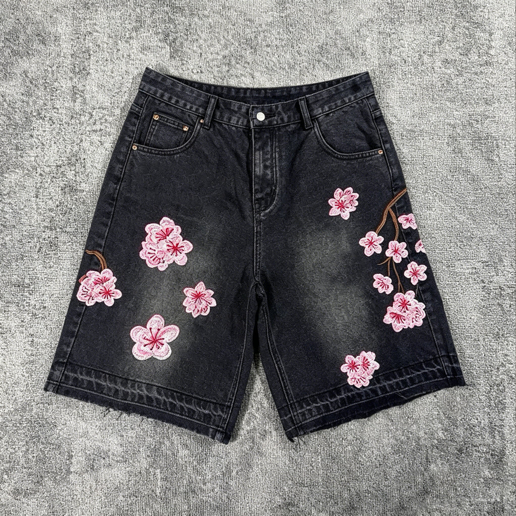 Retro Japanese Floral  Loose Shorts  Jorts