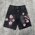 Retro Japanese Floral  Loose Shorts  Jorts