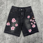 Retro Japanese Floral  Loose Shorts  Jorts