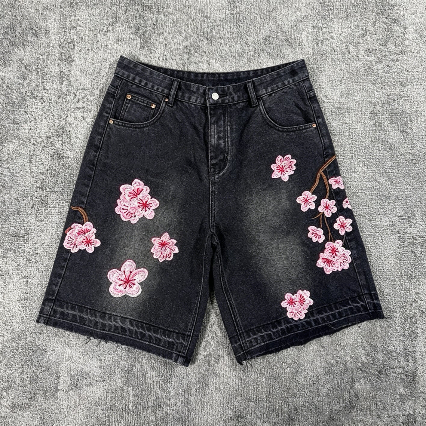 Retro Japanese Floral  Loose Shorts  Jorts