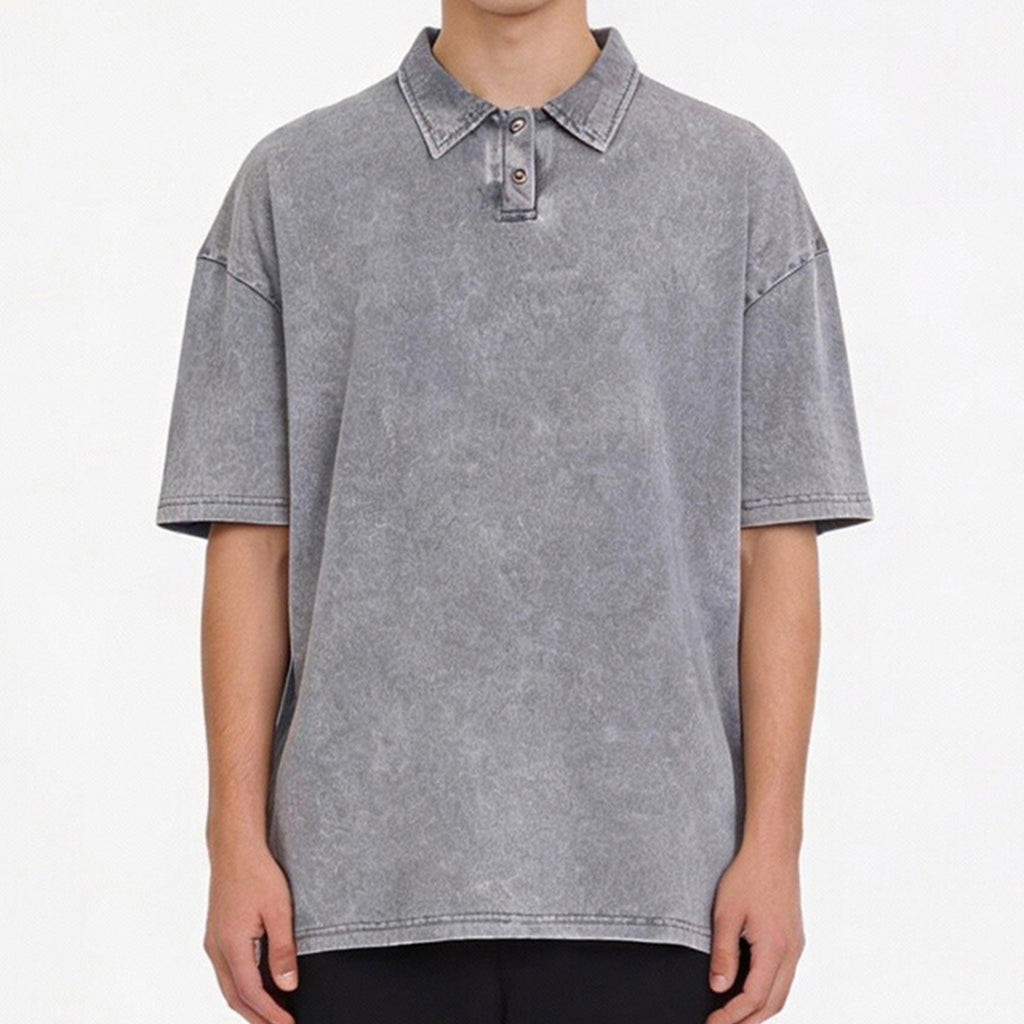 Retro Pure Cotton Casual Collared Short-sleeved Polo Shirt
