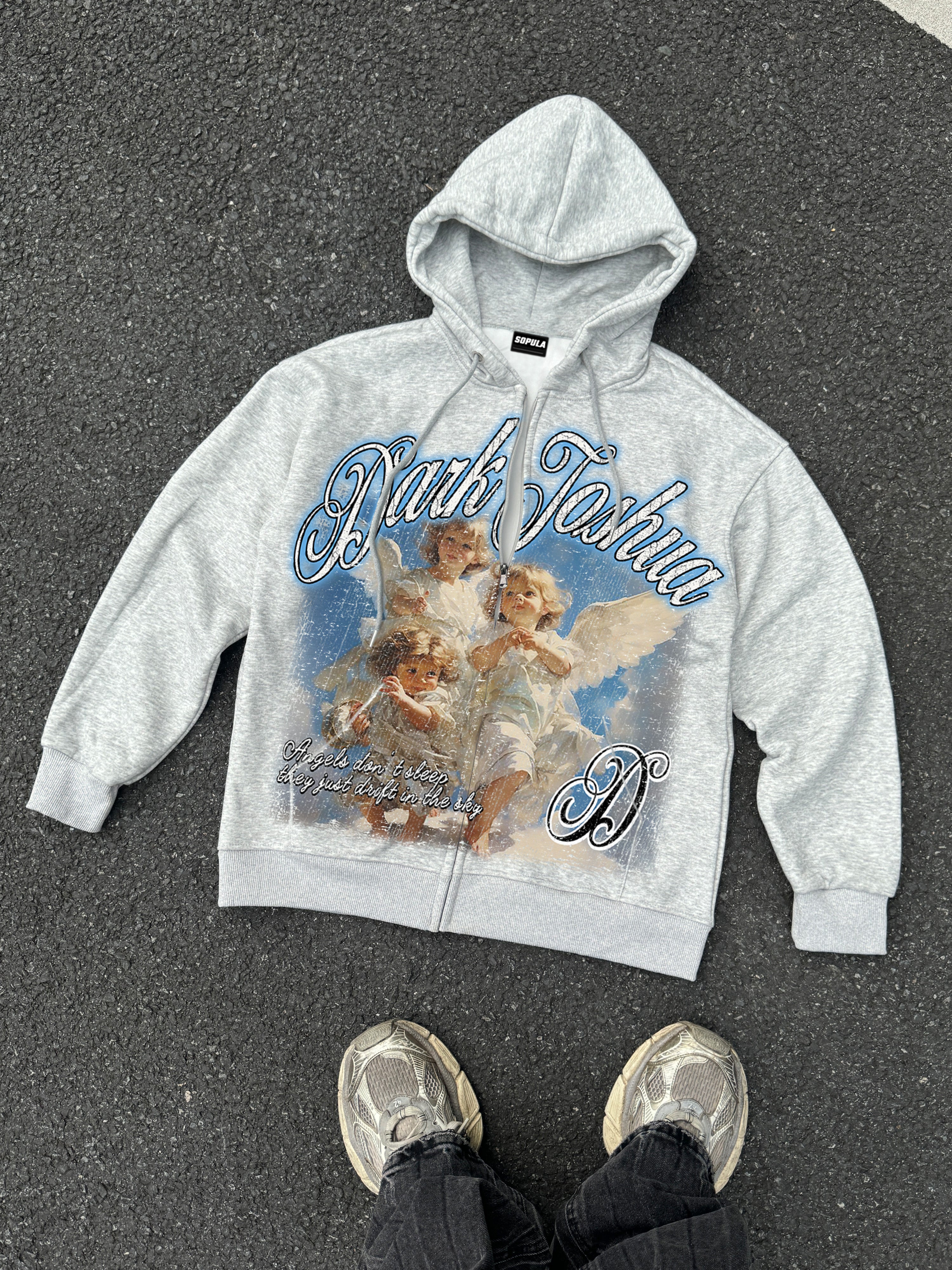 Dark Joshua Angel Graphic Zip-up Hoodie
