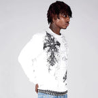 Gothic Cross Loose Waffle Long-sleeve T-shirt