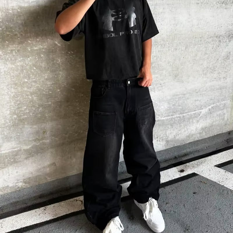 Men's Y2k Fashion Floral Embroidered Baggy Jeans