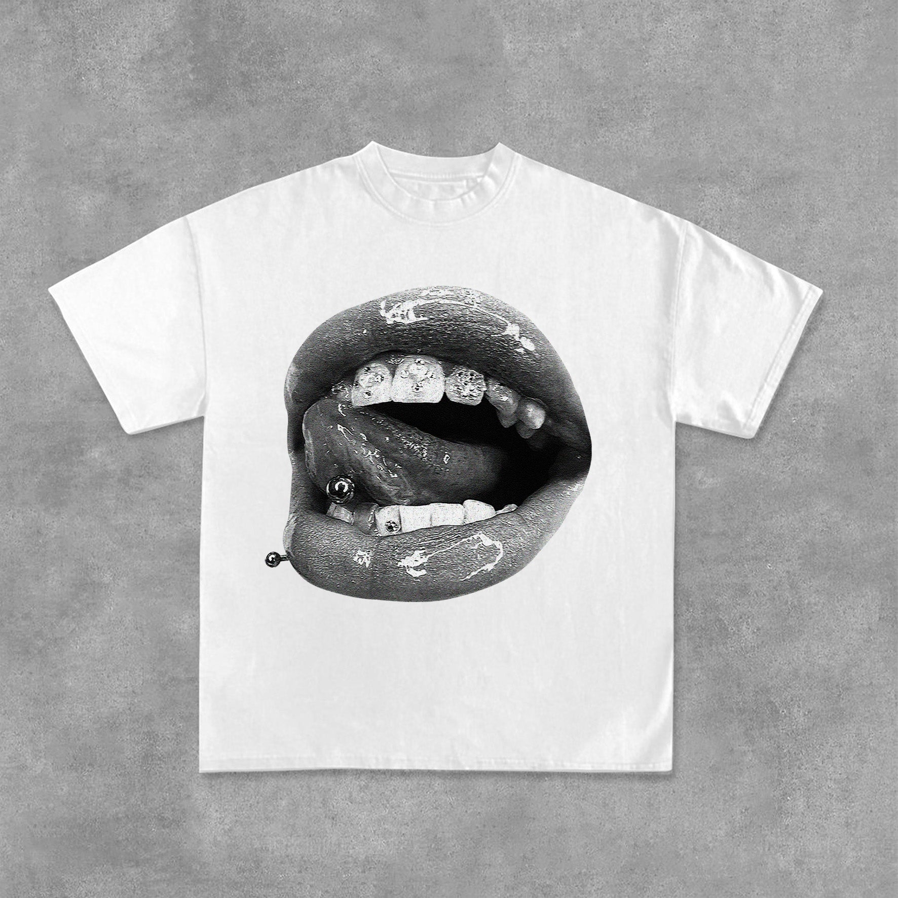 Personalized Lip Graphic Print Vintage Cotton T-Shirt