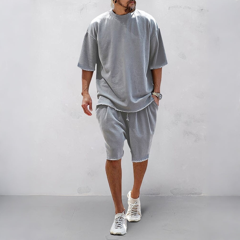 Casual Loose Fit Solid Sports Sets