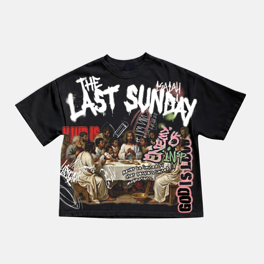The Last Supper Retro Jesus Graffiti Print Cropped T-shirt