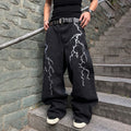 Men's Lightning Bolt Embroidered Baggy Jeans