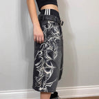 American Vintage Washed Tribal Print Denim Shorts