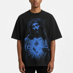 Vintage Jesus Print Round Neck T-shirt
