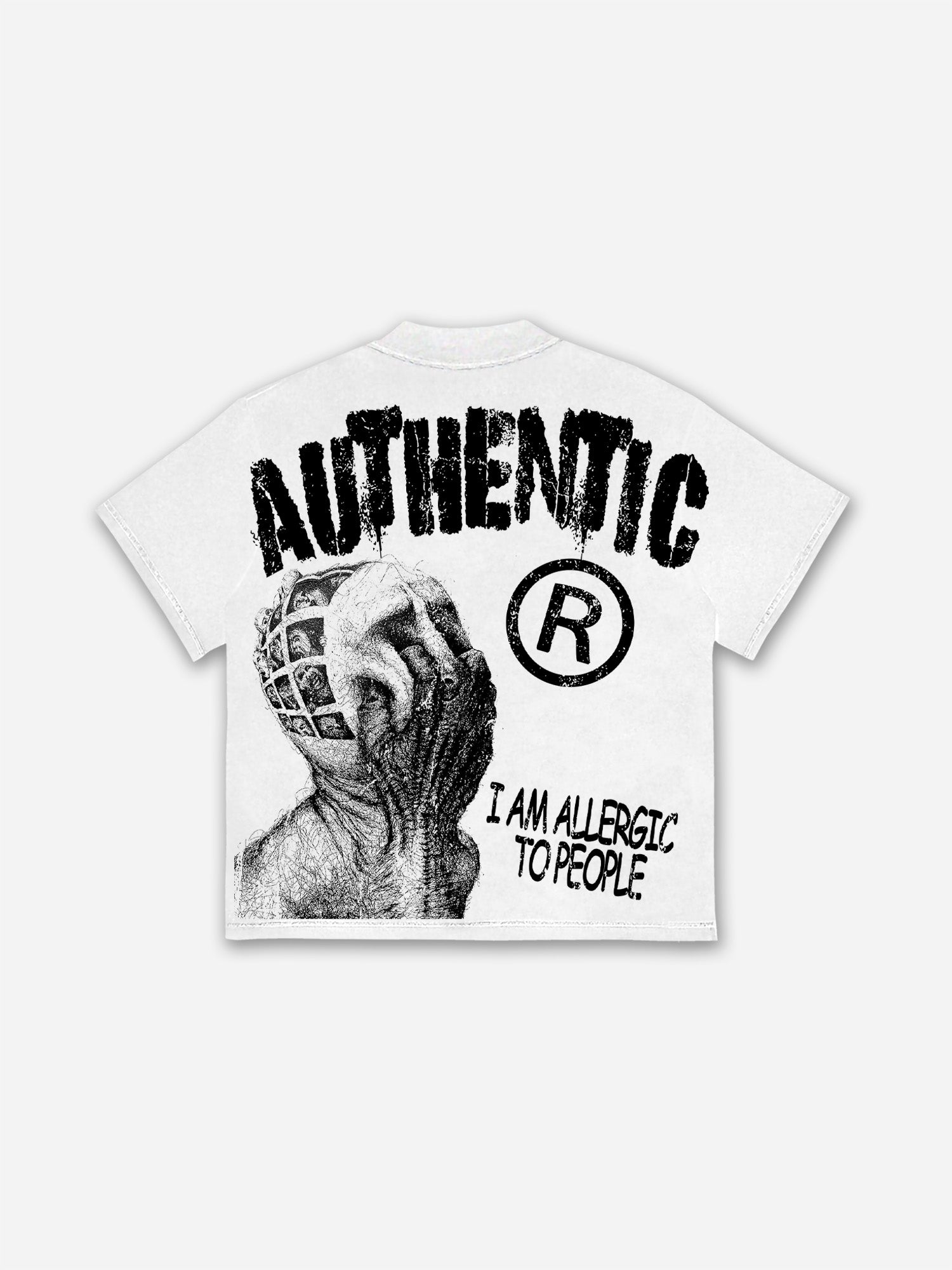 Vintage I Am Allergic To People Graphic Print Cotton T-shirt