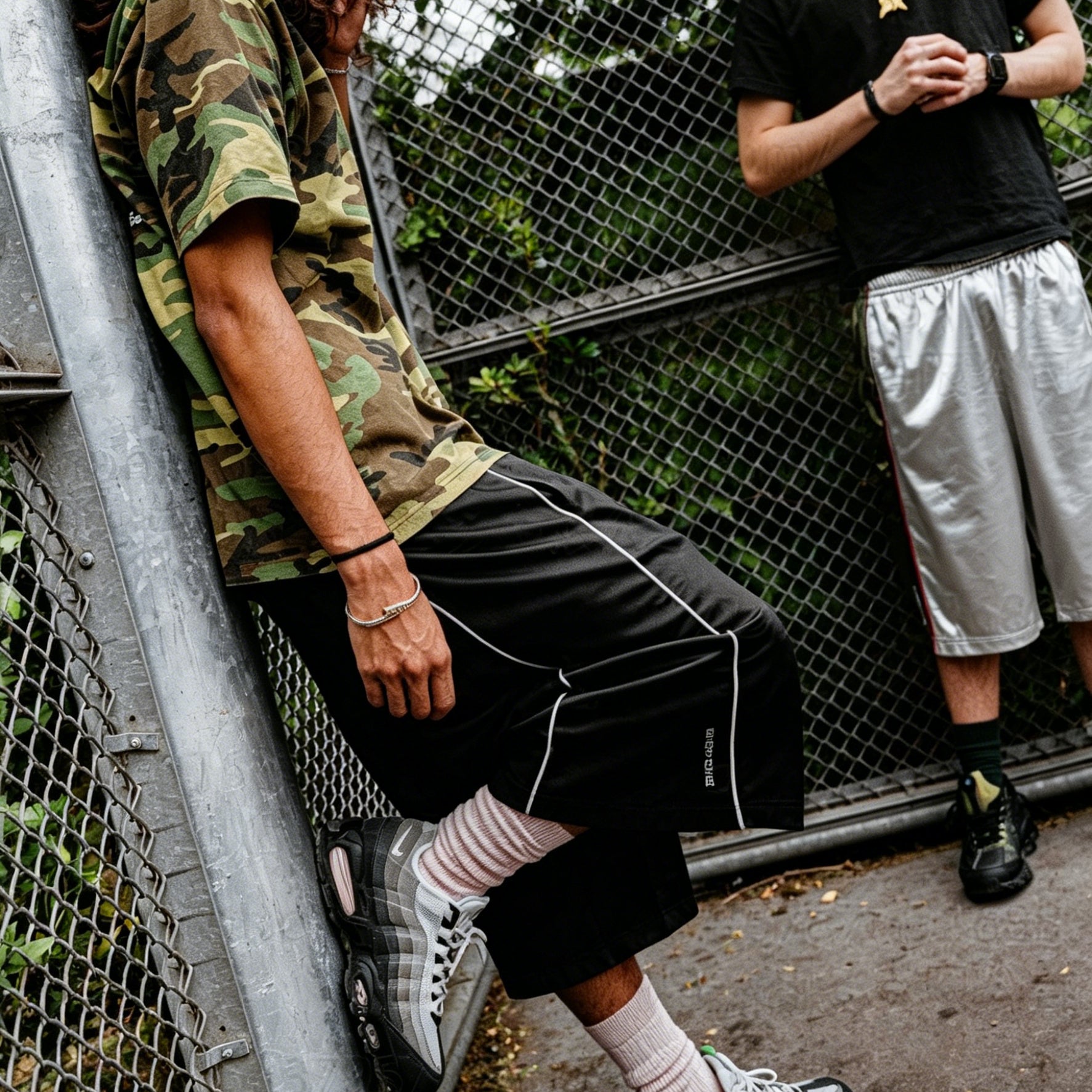 Men's Fashionable Color-blocked Loose Casual Athletic Shorts