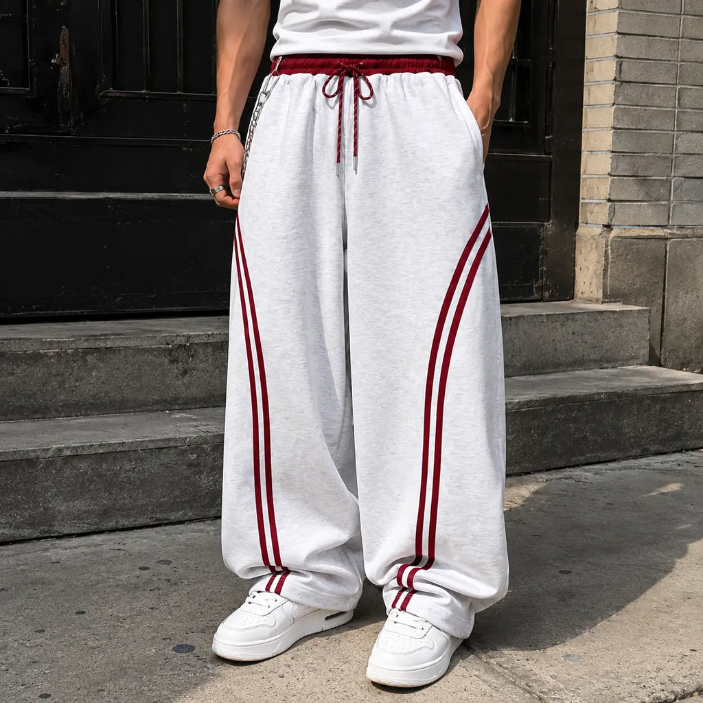 Hip Hop Y2k Drawstring Stripe Baggy Barrel Sweatpants