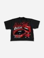 Vintage Spider Red Lip Graphic Cropped T-shirt