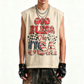 Retro Sleeveless God Bless Usa  Graphic Tank Top