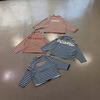 Retro Letter Striped Raglan Long-sleeved T-shirt