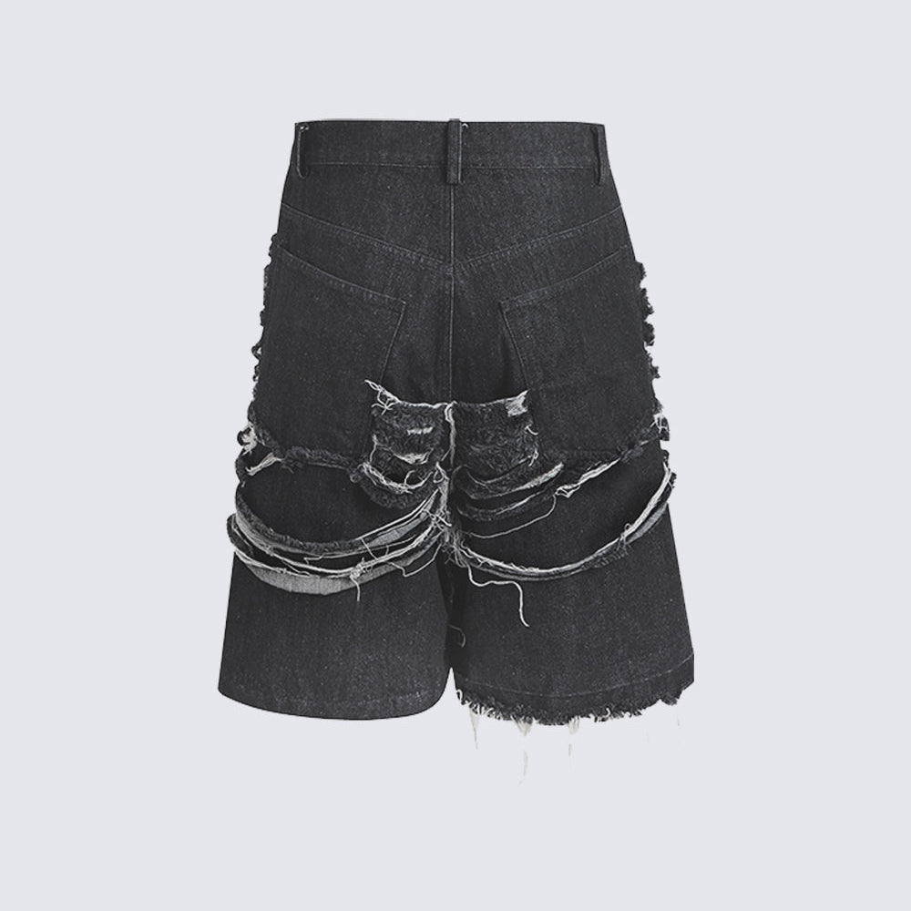 Men's Y2k Hip Hop Style Ripped Denim Shorts