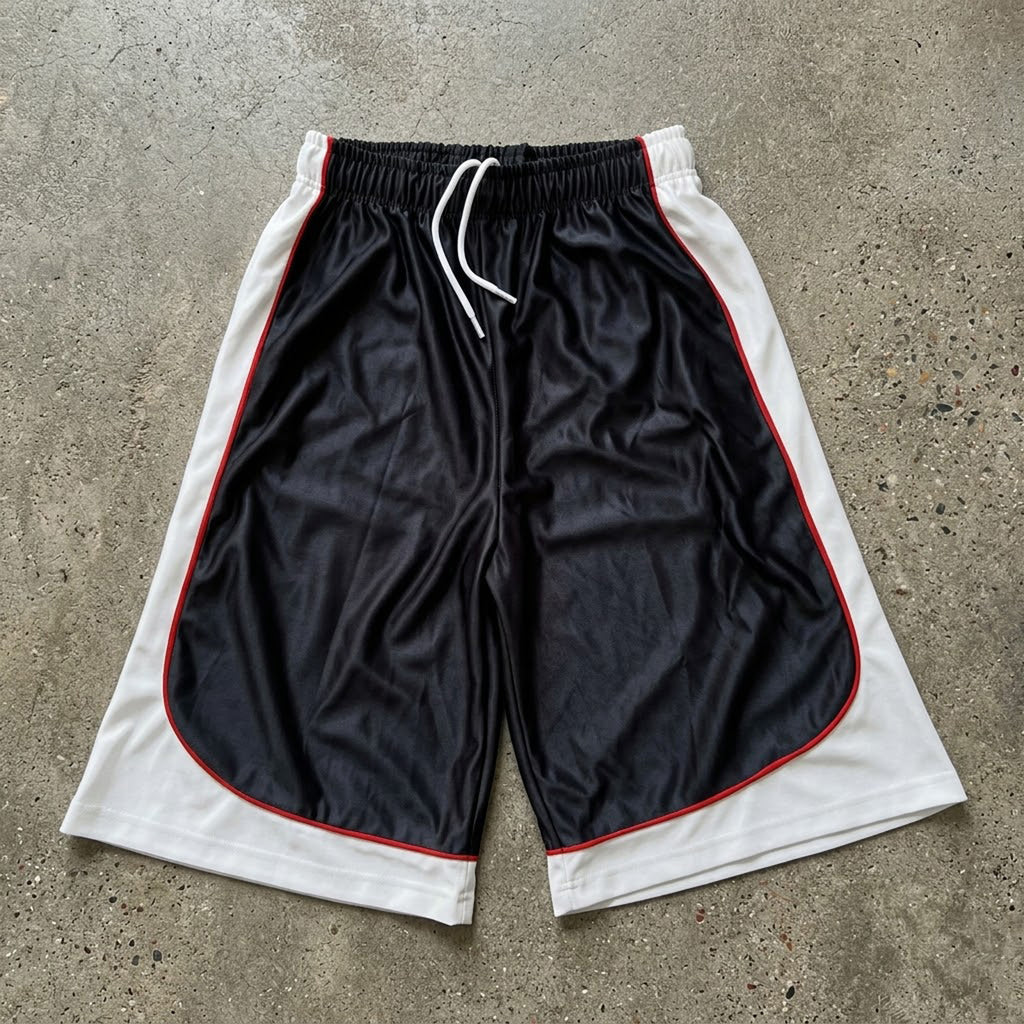 Color-blocked Drawstring Casual 1/2 Shorts