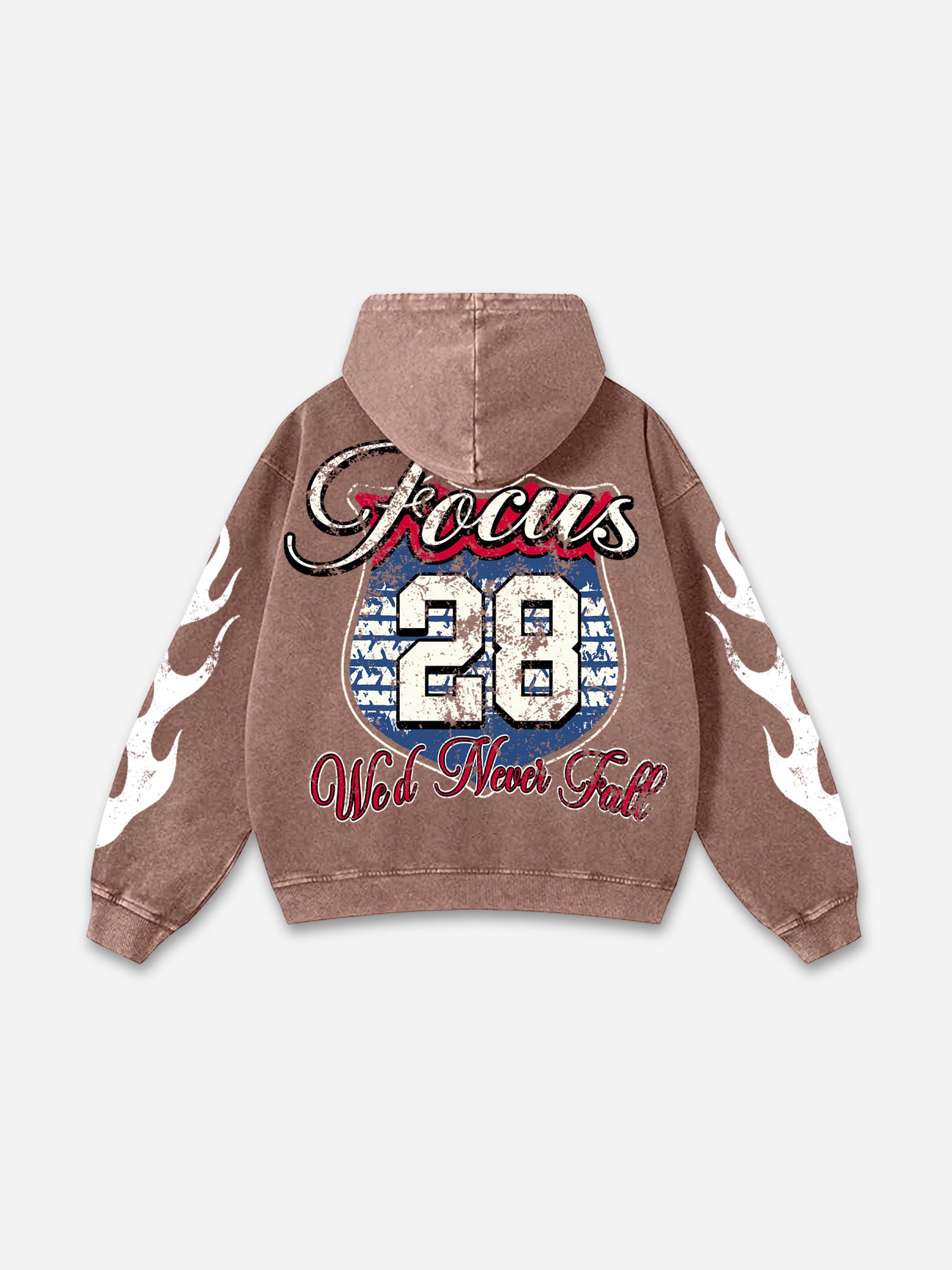 No. 28 Racing Elements Vintage Prints Graphic Acid Wash Hoodie
