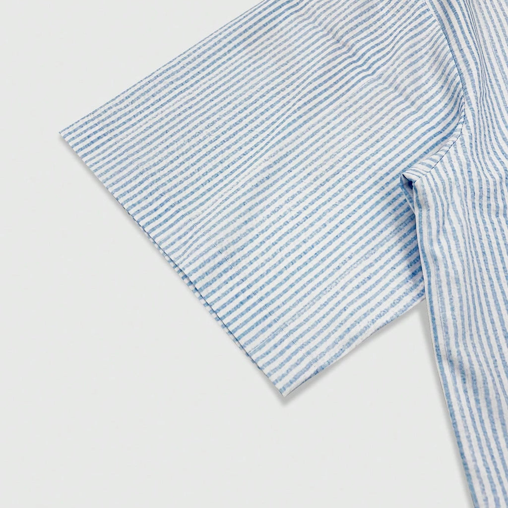 Men's Striped Nun Print Loose Short-sleeved Shirt