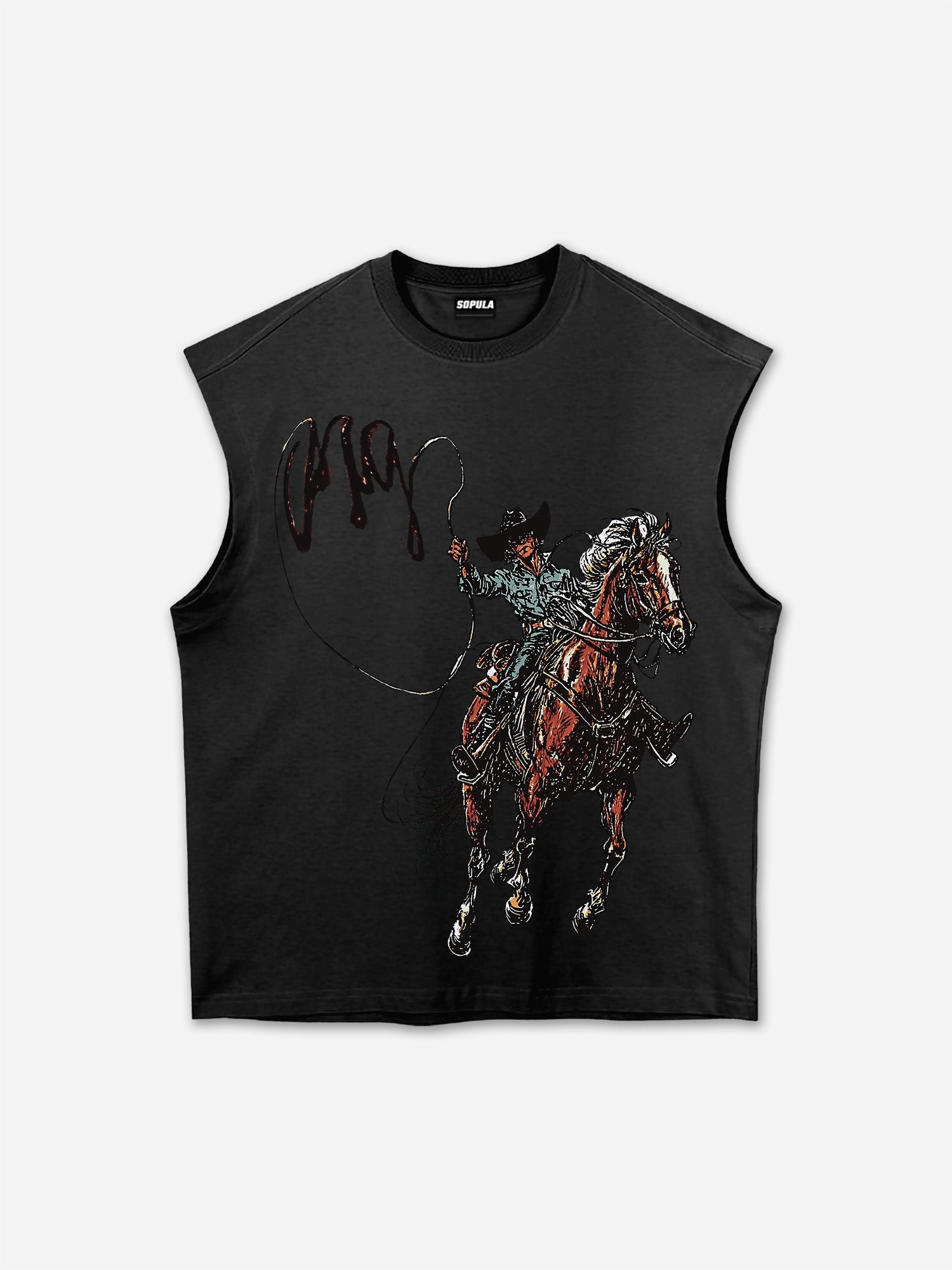 Men's Vintage Western Cowboy Graphic Tank Top