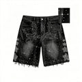 Vintage Y2k Trendy Star Letter Rhinestone Loose Denim Shorts