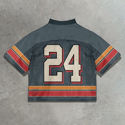 Vintage No.24 Rugby Graphics Blokecore Blokette Cotton Football V-neck T-shirt