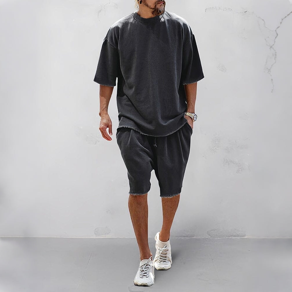 Casual Loose Fit Solid Sports Sets