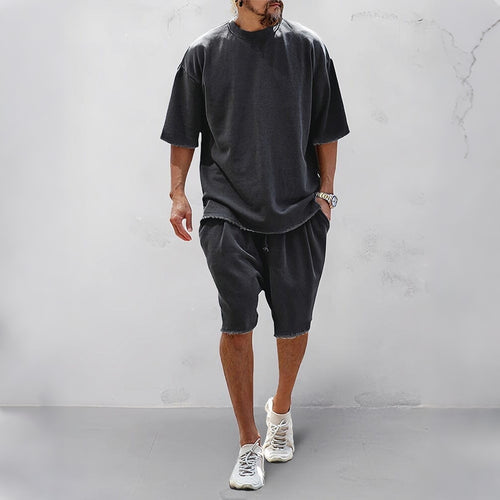 Casual Loose Fit Solid Sports Sets