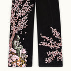 Men's Retro Japanese Floral Samurai Wide-leg Jeans