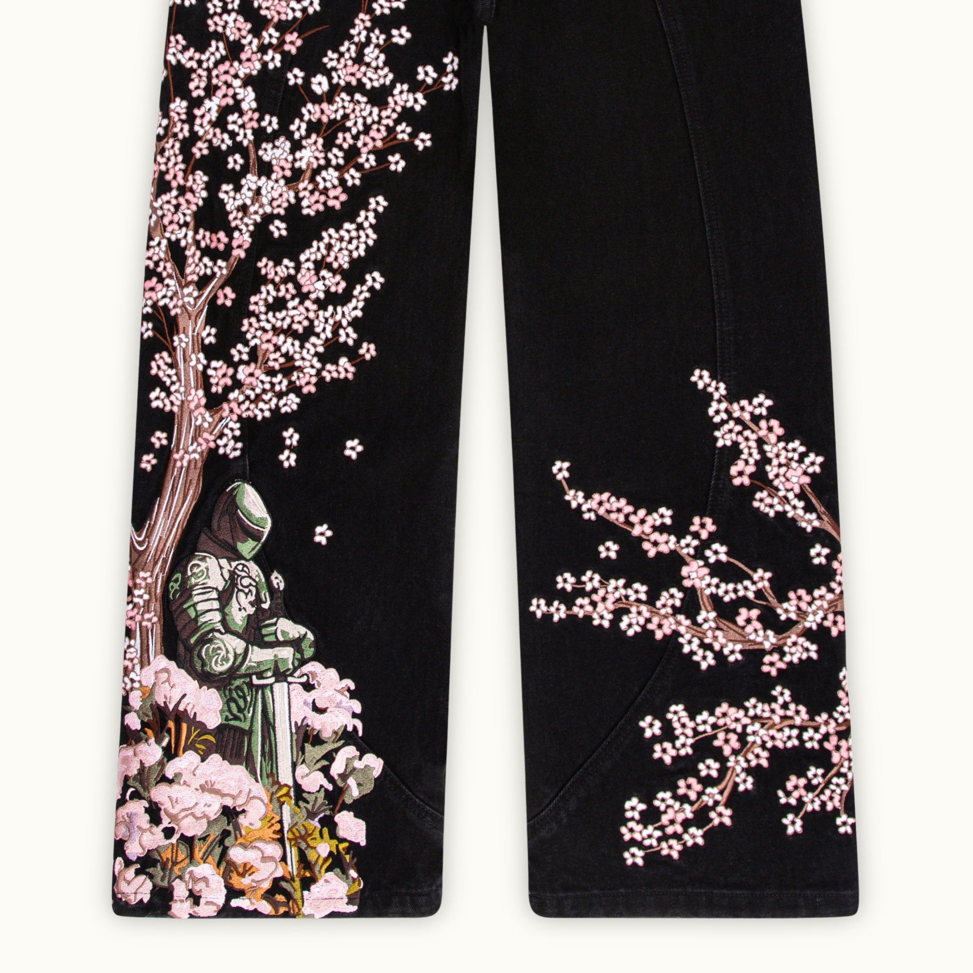 Men's Retro Japanese Floral Samurai Wide-leg Jeans