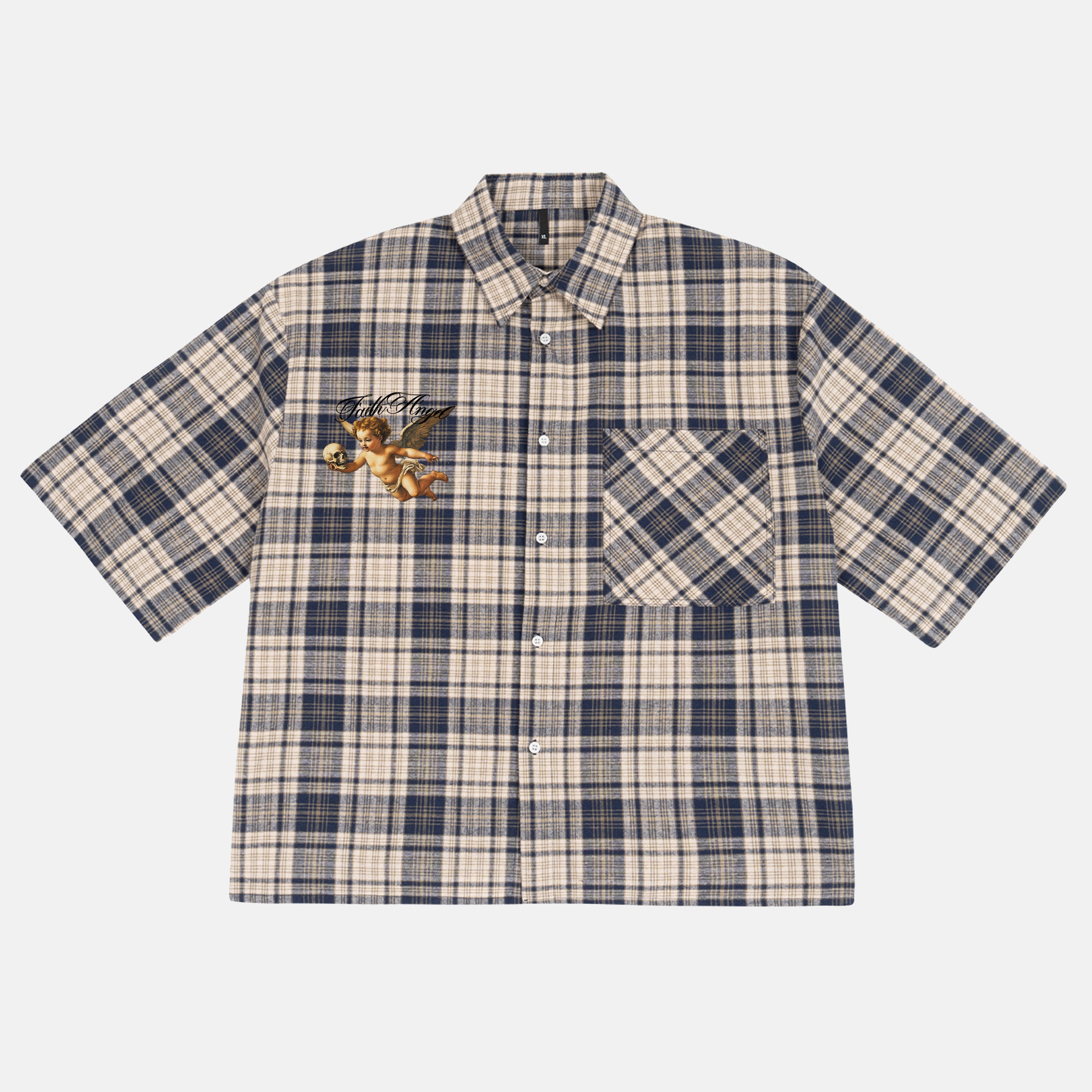 Faith Angel Holding A Skull Graphic Plaid Jacket Shirt