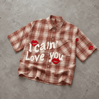 Summer Men's Creative Plaid Lip Print Pattern Shirt