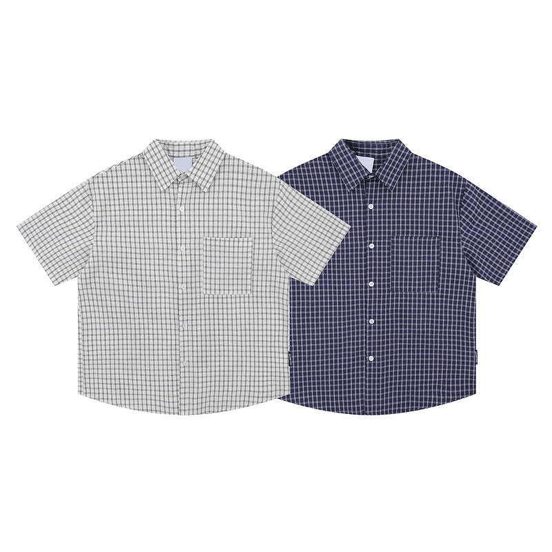 Men's Plaid Short-sleeved Loose Shirt