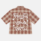 Street Leisure Follow Your Path Graphic Plaid Jacket Shirt
