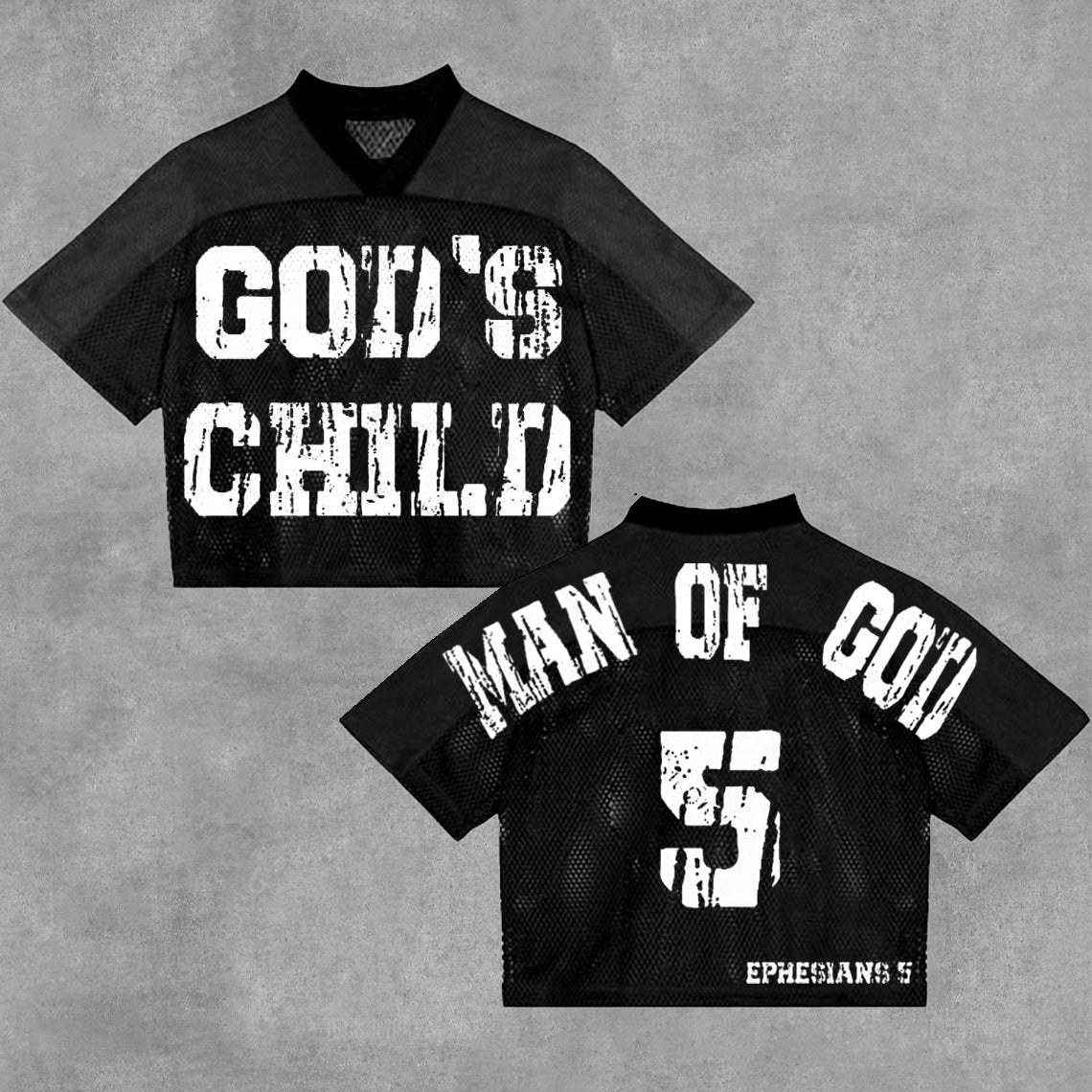 Vingate God's Child Man Of God Blokecore V-neck Mesh Jersey