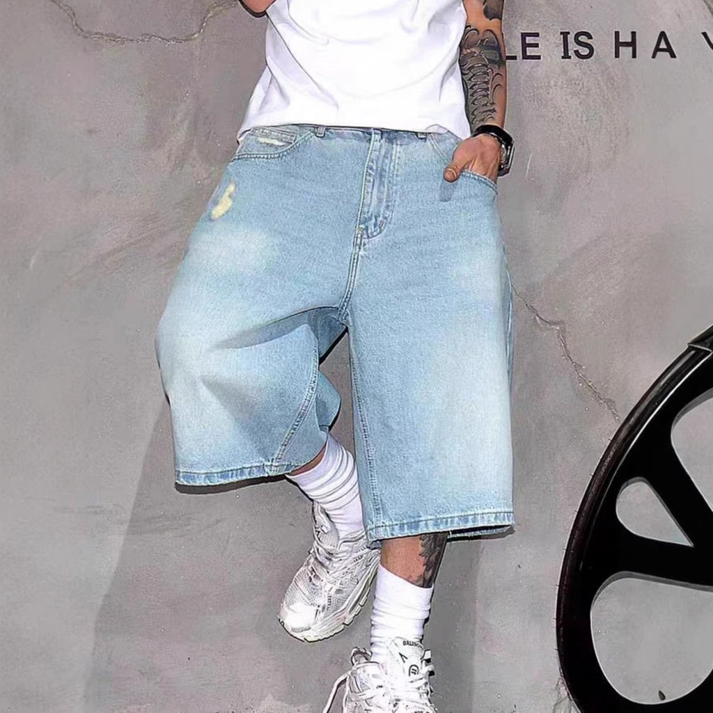 Men's Fashion Ripped Loose Denim Shorts Jorts