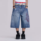 Men's Retro Y2k Fashion Embroidered Denim Jorts