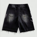 Retro Japanese Floral Samurai Denim Jorts