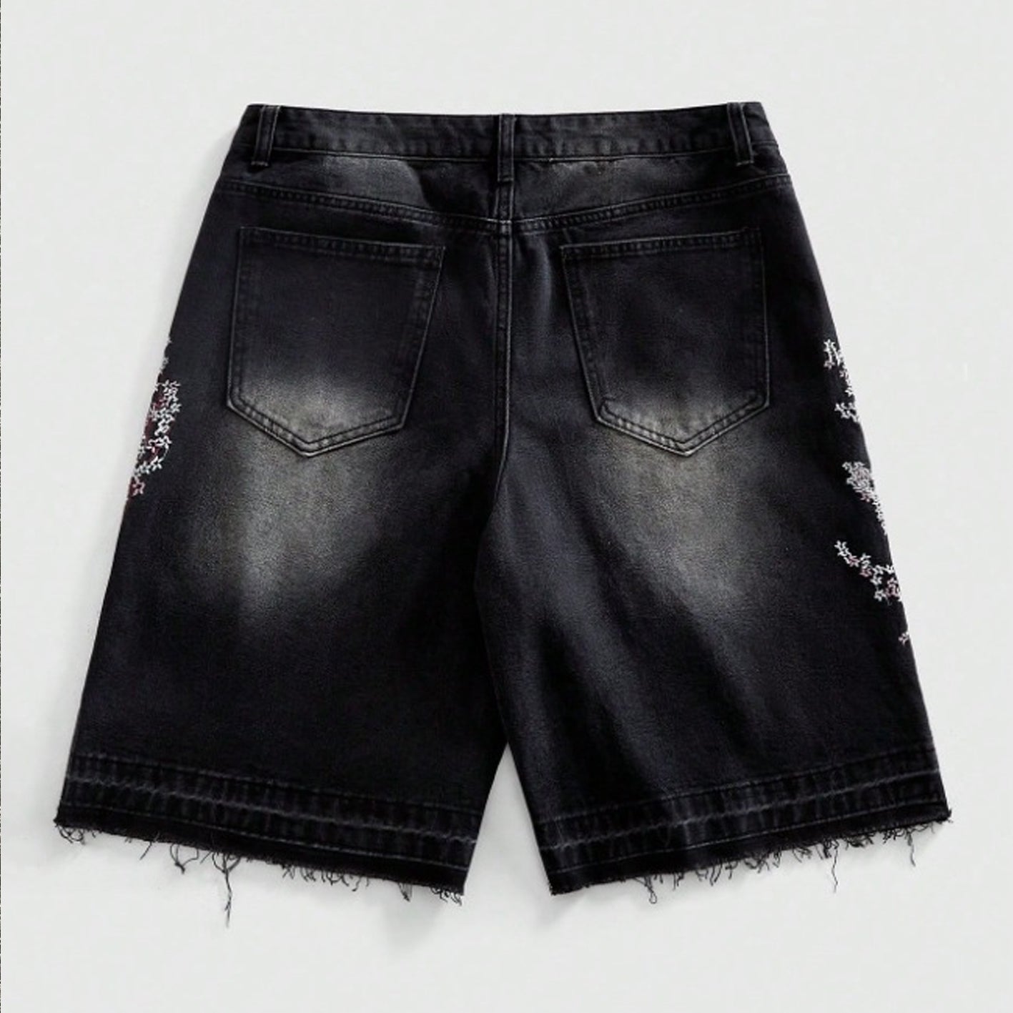 Retro Japanese Floral Samurai Denim Jorts
