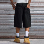 Men's Y2k Trendy Floral Rhinestone Loose Denim Shorts