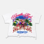 Guardian Angel Slays Demons Graphic Crop Ripped T-shirt