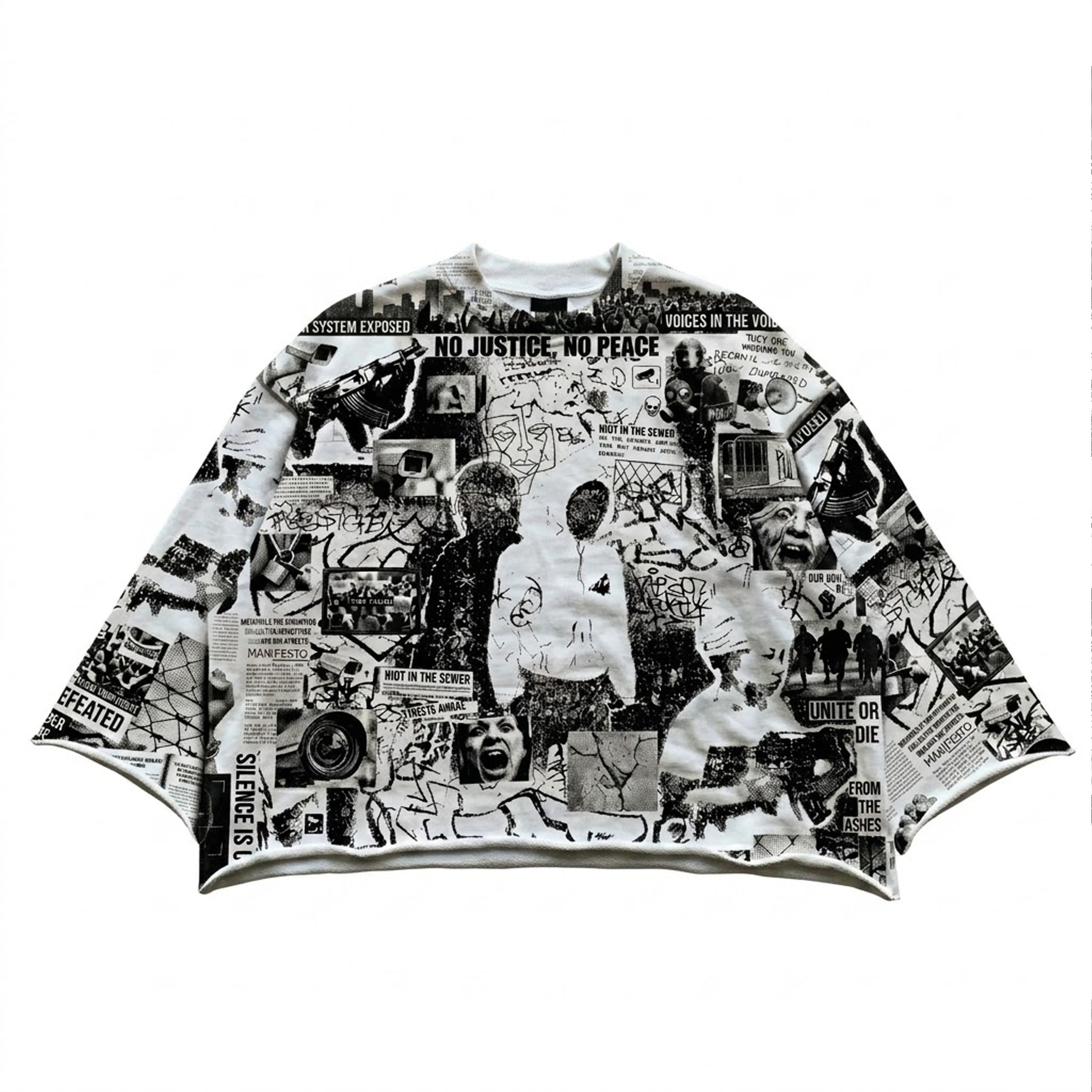 Wartime Poster Boy Collage Graphic Boxy Crop Crimped Edge T-shirt