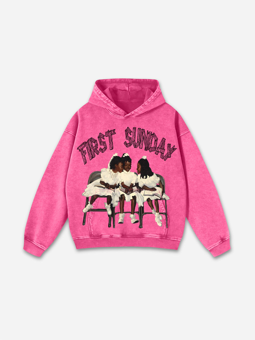 Vintage First Sunday Faith Graphic Acid Washed Oversized Hoodie