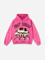 Vintage First Sunday Faith Graphic Acid Washed Oversized Hoodie