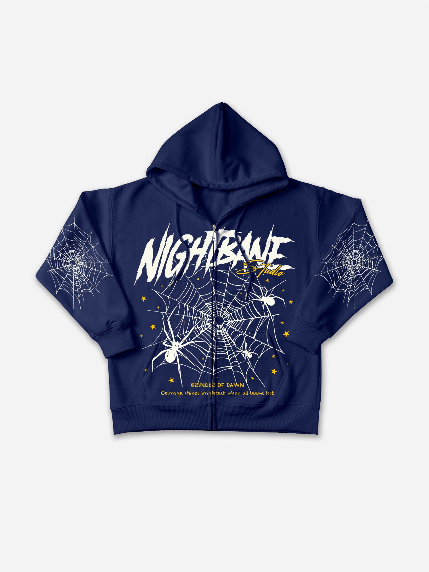 Spider Web Stars Pattern Graphic Zip-up Hoodie